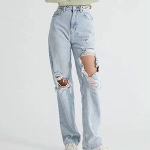 Pacsun 90’s Distressed/Ripped Light Washed Blue Boyfriend Jeans